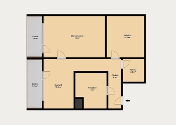 2D - Prodej bytu 2+1 v osobním vlastnictví 60 m², Brno