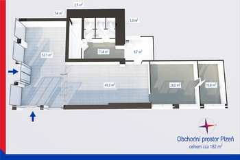 Pronájem obchodních prostor 182 m², Plzeň