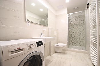 Koupelna se sprchovým koutem - Pronájem bytu 1+kk v osobním vlastnictví 31 m², Praha 9 - Letňany