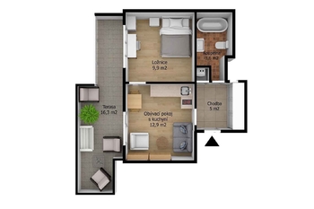 Pronájem bytu 2+kk v osobním vlastnictví 48 m², Praha 4 - Nusle