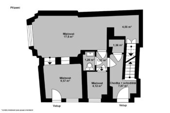 Orientační půdorys přízemí (1. NP) - Pronájem obchodních prostor 142 m², Kolín