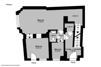 Orientační půdorys přízemí (1. NP) - Pronájem domu 142 m², Kolín