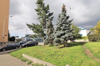 Pohled od domu na metro Rajská zahrada - Pronájem bytu 2+kk v osobním vlastnictví 43 m², Praha 9 - Černý Most