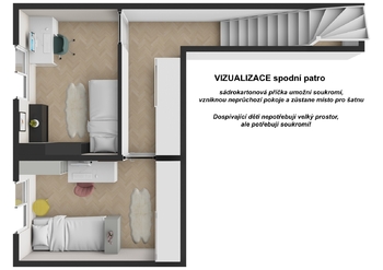 Vizualizace spodní patro - Prodej bytu 4+1 v osobním vlastnictví 83 m², Karlovy Vary