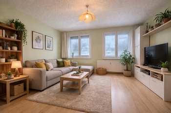 vizualizace obývací pokoj - Prodej bytu 4+1 v osobním vlastnictví 88 m², Tachov