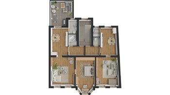 Půdorys 2.NP - Prodej nájemního domu 620 m², Hronov