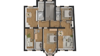 Půdorys 3.NP - Prodej nájemního domu 620 m², Hronov