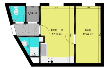 Pronájem bytu 2+kk v osobním vlastnictví 38 m², Kolín