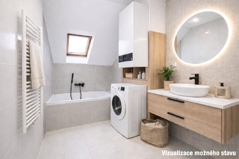 Vizualizace koupelny - Prodej bytu 2+kk v osobním vlastnictví 71 m², Roudnice nad Labem