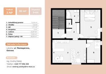 Pronájem bytu 3+kk v osobním vlastnictví 82 m², Ostrava