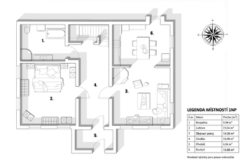 Půdorys 1.NP - Prodej domu 180 m², Vejprty