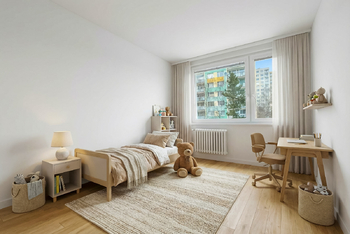 Vizualizace ložnice - Prodej bytu 3+1 v osobním vlastnictví 77 m², Praha 4 - Chodov