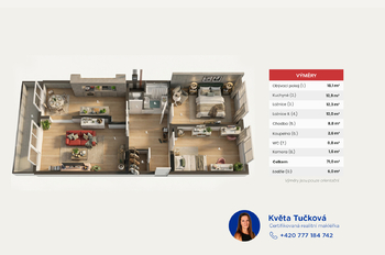 Prodej bytu 3+1 v osobním vlastnictví 77 m², Praha 4 - Chodov