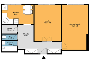 Prodej bytu 2+1 v družstevním vlastnictví 60 m², Praha 5 - Hlubočepy