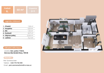 Prodej bytu 2+1 v osobním vlastnictví 63 m², Ostrava