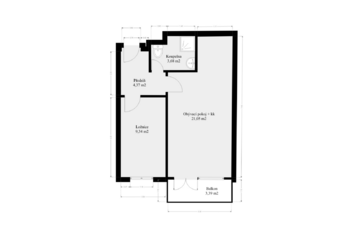 Plánek - Prodej bytu 2+kk v osobním vlastnictví 41 m², Praha 9 - Kyje