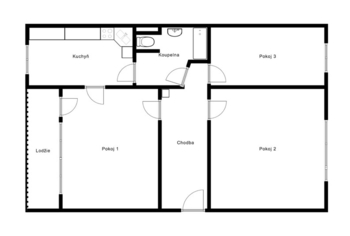 Půdorys bytu. - Prodej bytu 3+1 v družstevním vlastnictví 77 m², Děčín