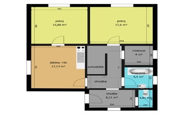 Plánek přízemí - Prodej domu 113 m², Břežany I