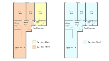 Orientační půdorys - Prodej bytu 4+kk v osobním vlastnictví 96 m², Praha 10 - Vršovice