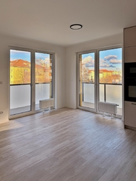 obývací pokoj s kuchyní - Pronájem bytu 3+kk v osobním vlastnictví 81 m², České Budějovice