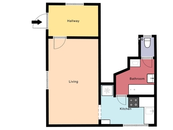 půdorys - Pronájem bytu 1+1 v osobním vlastnictví 42 m², Praha 9 - Újezd nad Lesy