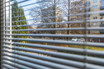 pohled ven přes okno - Prodej bytu 2+1 v osobním vlastnictví 52 m², Kladno