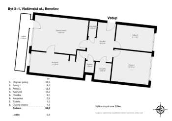 Prodej bytu 3+1 v osobním vlastnictví 74 m², Benešov