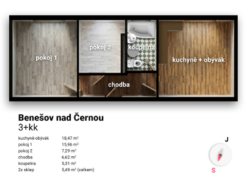 Prodej bytu 3+kk v osobním vlastnictví 58 m², Benešov nad Černou