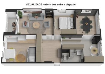 Půdorys - vizualizace - Prodej bytu 4+1 v osobním vlastnictví 72 m², Mariánské Lázně