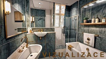 Koupelna - vizualizace - Prodej bytu 2+1 v osobním vlastnictví 83 m², Kladno