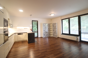 obývací pokoj s kuchyňským koutem - Pronájem bytu 2+kk v osobním vlastnictví 85 m², Praha 8 - Libeň 