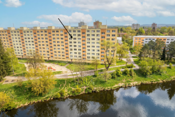 Letecký pohled na umístění bytu - Prodej bytu 3+1 v osobním vlastnictví 65 m², České Budějovice