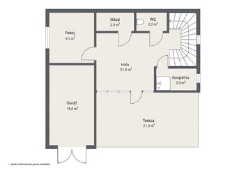 půdorys přízemí - Prodej domu 122 m², Jevany