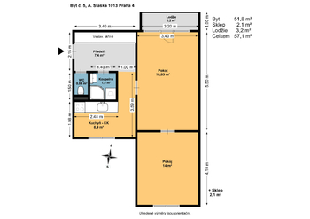 Prodej bytu 2+1 v osobním vlastnictví 57 m², Praha 4 - Krč