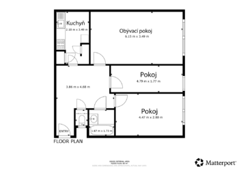 půdorys - Prodej bytu 3+1 v osobním vlastnictví 67 m², Praha 4 - Chodov