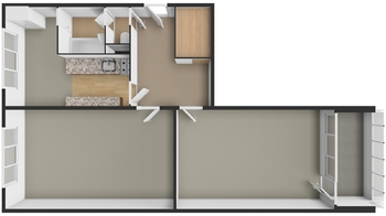 půdorys bytu - Prodej bytu 2+1 v osobním vlastnictví 68 m², Holoubkov