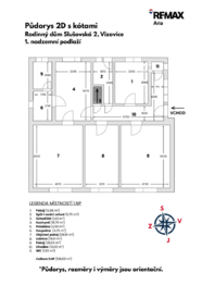2D půdorys s kótami - 1.NP - Prodej domu 362 m², Vizovice