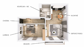 Pronájem bytu 2+kk v družstevním vlastnictví 60 m², Lavičky