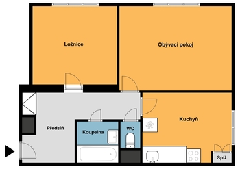 Plánek bytu - Prodej bytu 2+1 v osobním vlastnictví 54 m², Praha 10 - Strašnice