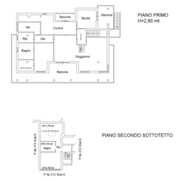 půdorys první a druhé patro  - Prodej bytu 4+1 v osobním vlastnictví 278 m², Montesilvano