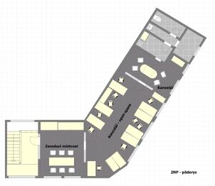 2NP - půdorys - Pronájem kancelářských prostor 282 m², Praha 9 - Horní Počernice