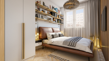 vizualizace ložnice - Prodej bytu 2+kk v osobním vlastnictví 48 m², Praha 4 - Krč