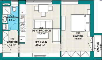 Pronájem bytu 2+kk v osobním vlastnictví 48 m², Hovorany