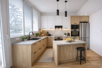 vizualizace kuchyně - Prodej bytu 1+1 v osobním vlastnictví 35 m², Louny