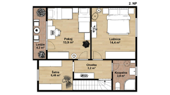 Půdorys 2.NP - Prodej domu 78 m², Měcholupy