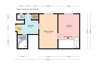 Půdorys - Prodej bytu 2+kk v družstevním vlastnictví 51 m², Praha 9 - Vysočany