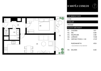 Prodej bytu 2+kk v osobním vlastnictví 48 m², Praha 6 - Dejvice