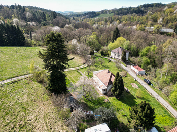 Vzrostlé stromy na pozemku nabízí příjemný stín - Prodej domu 80 m², Mnichovice