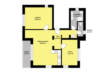 2D půdorys - Pronájem bytu 3+kk v osobním vlastnictví 107 m², Kolín