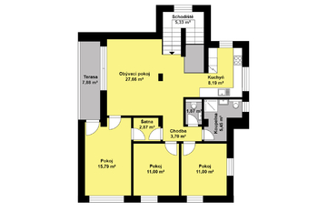2D půdorys - Pronájem bytu 4+kk v osobním vlastnictví 121 m², Kolín